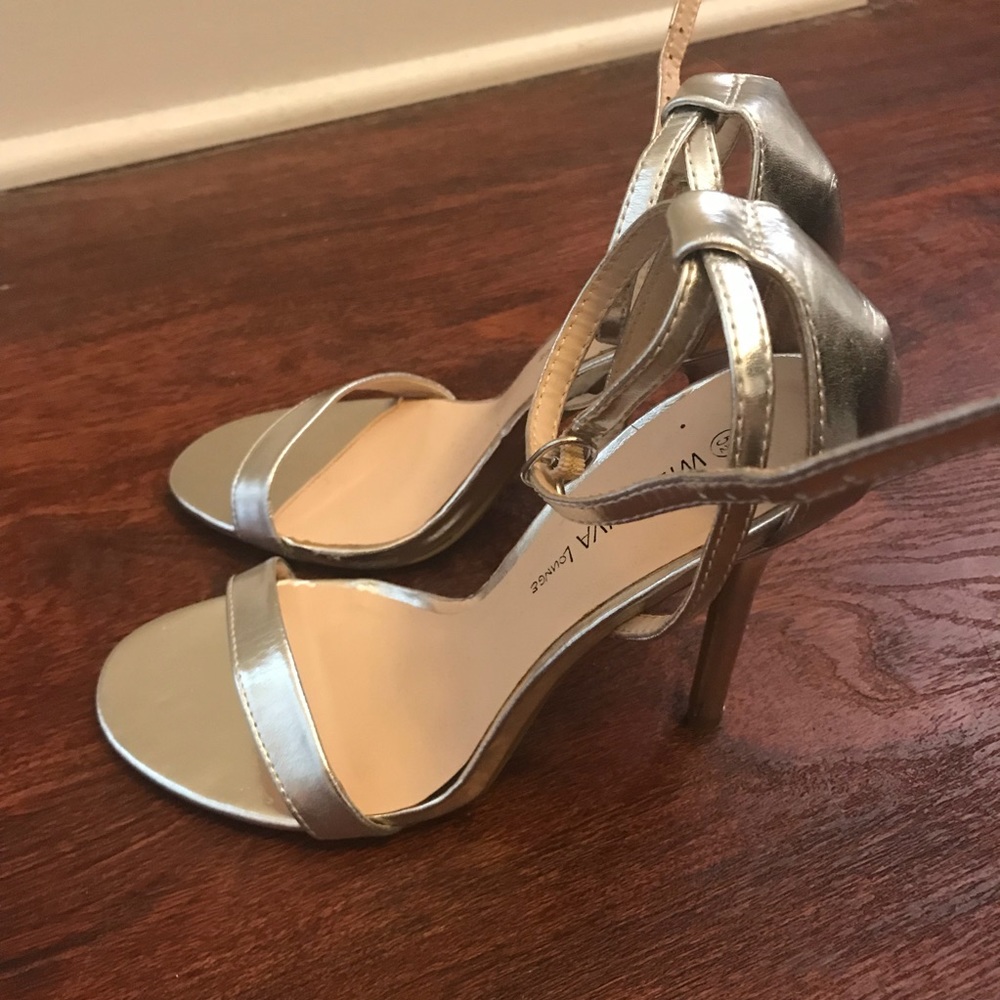 Silver Ankle Strap Heels